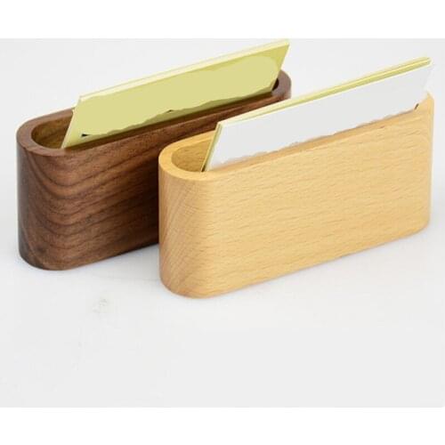 1 Pcs Business Card Holder&Note Holder Display Device Card Stand Holder Wooden Desk Organizer Office Accessories
