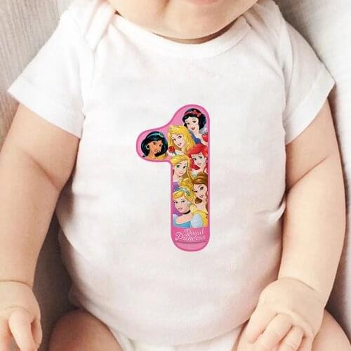 Royal Princess for Happy Birthday Baby Bodysuits Summer Children Vogue Cartoon Funny Toddler Jumpsuit 0-24M Present