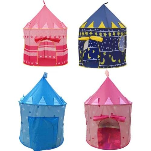 Cubby House Playhouse for Kids Cartoon Castle Tent Dome Indoor Outdoor Play Toys Tents For Girl Boy Children Gifts blue pink