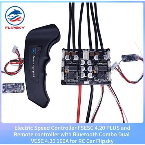 Dual FSESC 4.20 PLUS Electric Speed Controller and VX2 Remote Controller with Bluetooth Combo