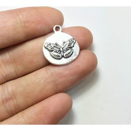 Eruifa Nice 20pcs 18mm Butterfly Coin Zinc alloy charms Wholesales necklace,earring bracelet jewelry DIY handmade 3 colors