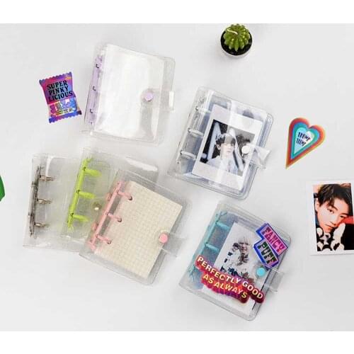 Kawaii Glittery Bling Mini Pocket Cover 3 Ring Binder Diary Notebook Journal Agenda DIY Photo Book Korean School Stationery