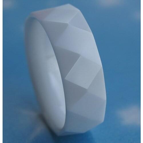 Cool facet white 8mm hi-tech scratch proof ceramic ring