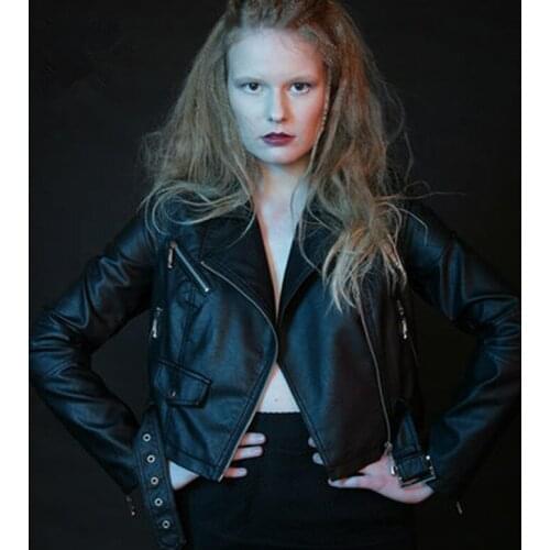 Jacket Women Faux Leather 2020 Autumn Ladies Clothing Fashion Slim Short Coat Womens Outerwear Zipper Jackets WUJ0096