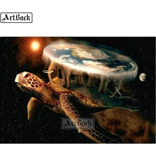 Square/round full 5d diamond painting turtle landscape 3d diamond mosaic animal crafts sticker decoration
