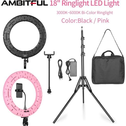 AMBITFUL RL-480 18'' 45cm LED Ring Light 60Ws 3000~6000K LED Beauty Fill Light with Light Stand for Photo Video Lighting Kit