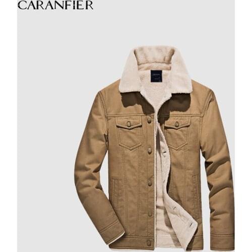 CARANFIER Jackets Men Fashion Velvet Thicken Male Outerwear Casual Slim Fit Solid Color Winter Men Parka Jackets Coats M-4XL