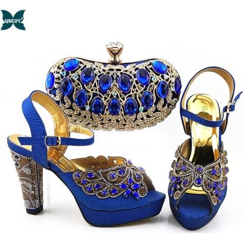 New Fashion African Shoe and Bag Set for Party Italian Women Shoe High Heel Women Shoe and Bag Set In Italy Nigerian Pumps
