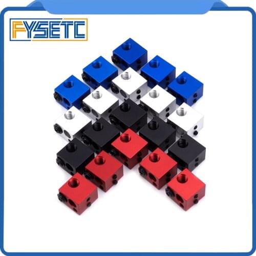 2pcs 3D Printer Parts V6 Heated Block For High Temperature HT-NTC100K Thermistor Hotend Kit Blue Red Black Silver 16*16*12mm