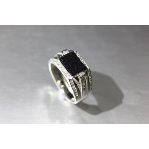 Real s925 sterling silver aventurine European style Korean fashion ring