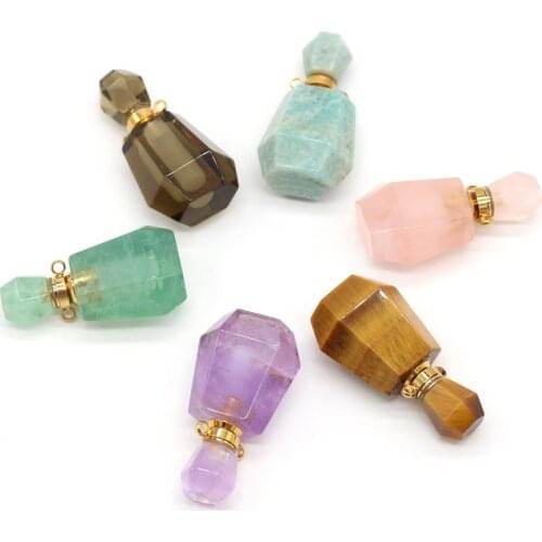 2021 New Style Natural Stone Perfume Bottle Pendant Exquisite Semi-Precious For Jewelry Making DIY Necklace Accessory