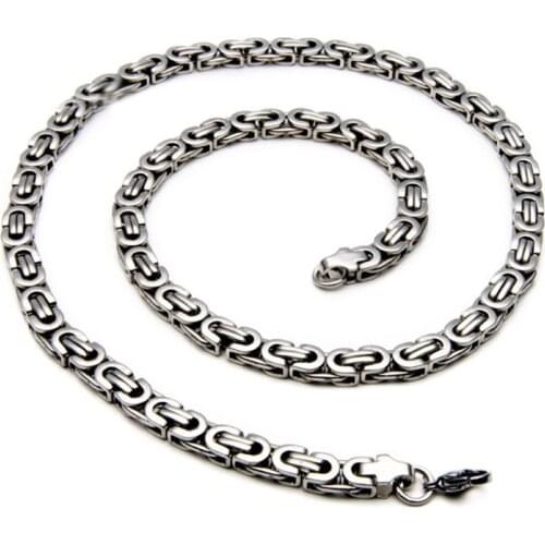 Stainless Steel Men Plated Gold Silver Chain Necklace Male Brake Flat King Rock Fashion Accessory Dropshipping Free Delivery