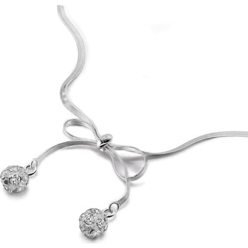 New creative Simple Bow Necklace for Women Korean Fashion Exquisite Sweet 925 silver Short Chain Accessories Necklace Jewelry