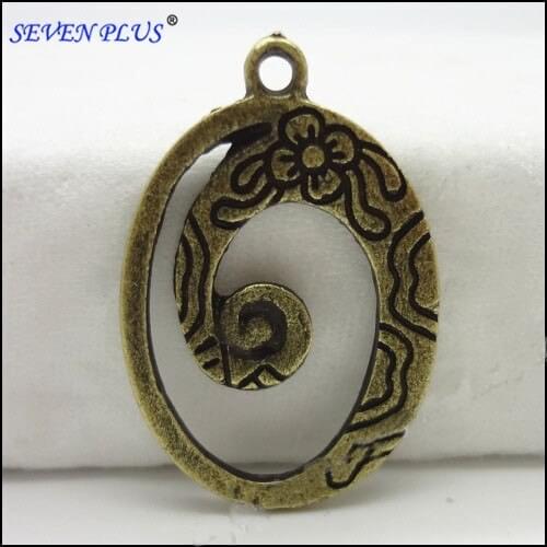 High Quality 10 Pieces/Lot 28mm*19mm Antique Bronze Oval Flower Water Drop Charm Pendant For Jewelry Making