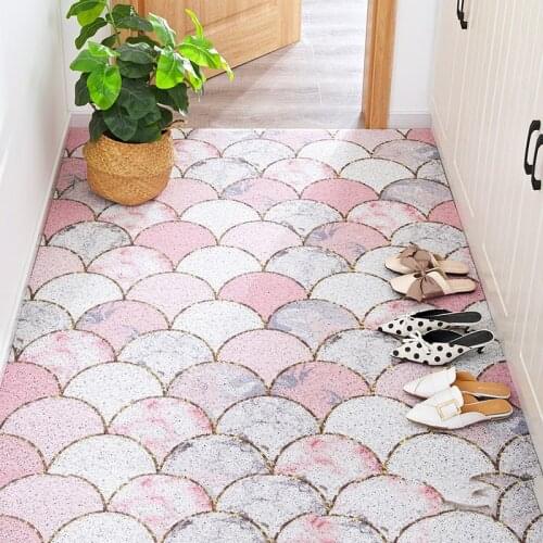 Durable Rubber PVC Door Mat Heavy Duty Doormat for Indoor Outdoor Waterproof Easy Clean Low-Profile Stripes Rug Mats for Entry