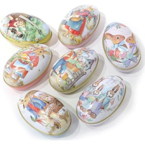 Retro Easter Rabbit Bunny Tin Box Jar Tea Candy Jewelry Coin Storage Container