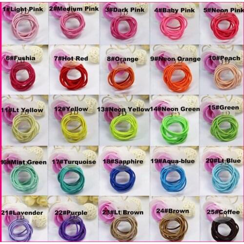 100PCS 2.5mm thickness 11.0cm length Assorted Colors Kids Elastic Ponytail Holders hair ties glue connection,elastic hair bands