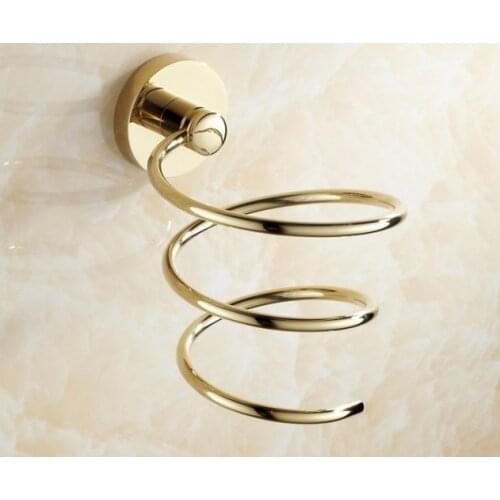 Luxury Gold Color Brass Hair Dryer Holder Wall Mounted Dryer Holder Bathroom Accessories Bath Hardware Bathroom Fitting mba620