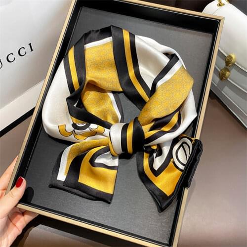 2021 new luxury printed spring and summer boxer scarf womens fashion slender long ribbon clavicle scarf headband tied bag scarf