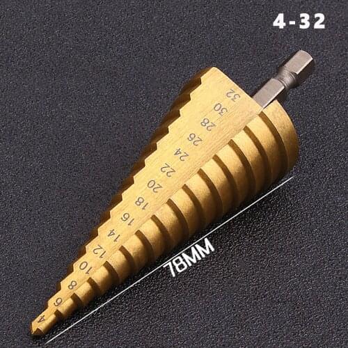 Diameter 6.35mm Hex Step Drill Bit 4-32mm Steel Titanium Hex Shank Metal Drills Angle Grinder Bit Cutter For Woodworking Tools