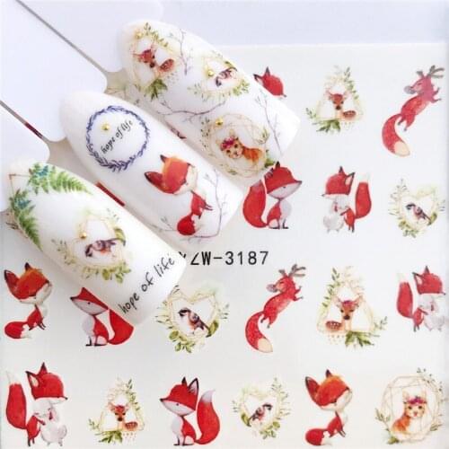 Fox Cute Animal Nail stickers art decorations slider adhesive Water Transfer decals manicure lacquer accessoires polish foil