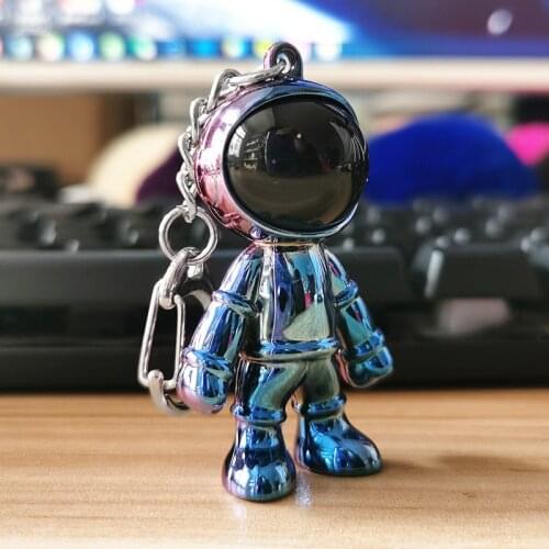 Cute Space Astronaut Rocket Planet KeyChain Spaceman Universe Metal Key Ring for Men Women Anime Car Accessories