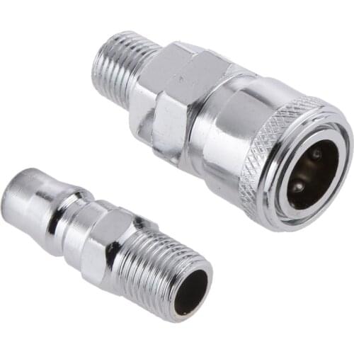 1 Pair Coupler Connectors 1/4' Air Hose Fittings Quick Release 13mm Thread Car Repair Tool