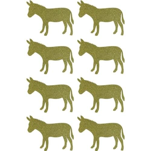 3.8x2.8cm Donkey gold glitter sticker label