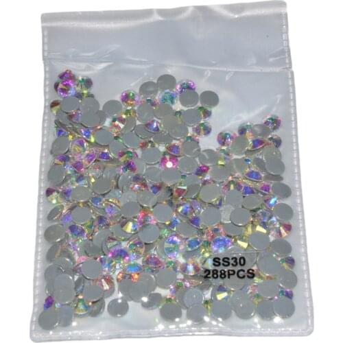 Hotfix Rhinestone Crystal AB SS30 Flatblack Glass Strass Stone Hot Fix Rhinestones for Nail Art Sewing Fabric Garment Decoration