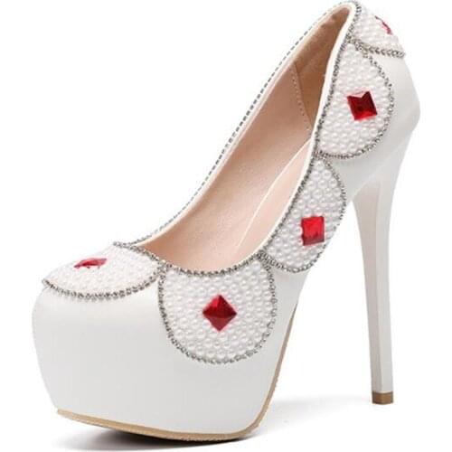 Dress Women Pumps Party Shoes Nightclub Sequined Cloth Slip On 14CM Thin High Heels Round Toe Rhinestones shoes for women heels