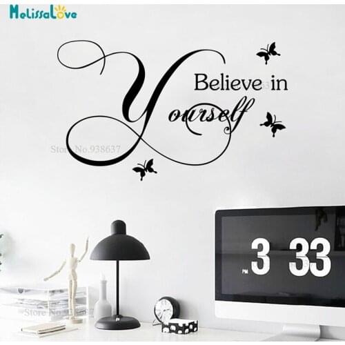 Believe In Yourself Quote Sticker Decor Butterfly Living Room Decal Nursery Bedroom Removable Home Vinyl Wall Sticker BA148