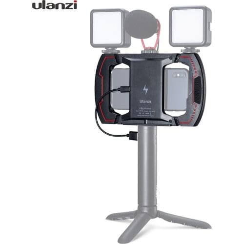 Ulanzi Video Vlog Phone Charging Rig Cage with Triple Cold Shoe 1/4 Screw Thread for Smartphones Microphone LED Light Mounting