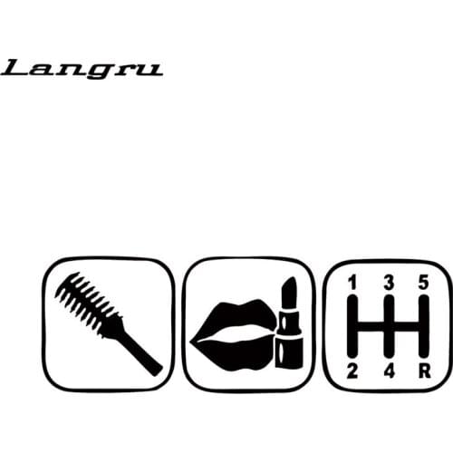 Langru Brush Makeup Shift Girl Lipstick Sticker Funny Personality Car Styling Race Car Window Vinyl Graphics Decal Decor JDM