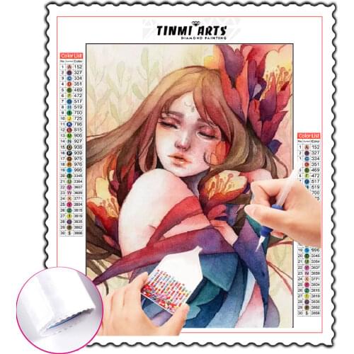 Poured Glue 5D Diy Diamond Painting Kits Cartoon Girl Portrait Full Round Dirll Embroidery Mosaic HD Quality Handmade Gift Art