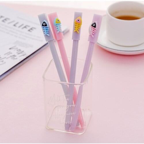 0.5mm Cute Kawaii fish bones Gel Pen Signature Pens Escolar Papelaria For Office School Writing Supplies Stationery Gift