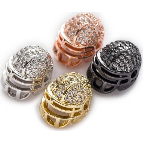 1 Piece Micro Inlays Zircon Helmet Shaped Copper Beads For Jewelry Making Women Children DIY Bracelet Necklace Findings 14x11mm