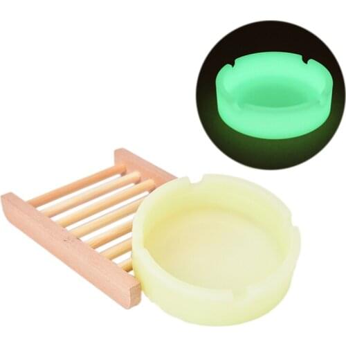 1pcs Glow In The Dark Luminous Silicone Soft Ashtray For Smoking Cigarette Cigar