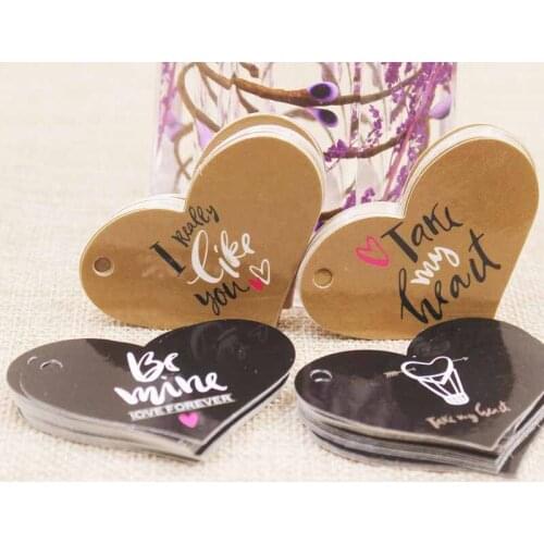 1000Pcs Peach heart-shaped creative white paper wedding hanging card DIY baking gift tag small card