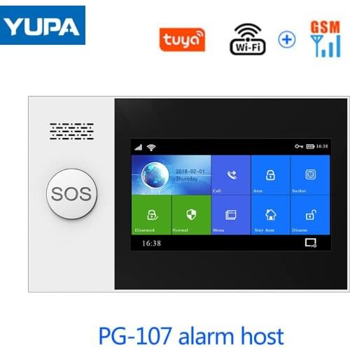 Wireless WIFI GSM Home Burglar Security Alarm System SMS Tuya Smart Life APP Control With 4.3Inch Touch Screen Alarm Kits