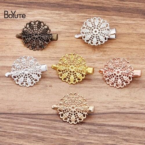 BoYuTe (20 Pieces/Lot) 25MM Filigree Feather Hair Clip Vintage Style 6 Colors Women Hair Clip Hairgrips
