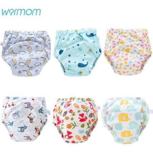 Warmom Washable 6 Layers of Gauze Baby Diapers Breathable Diapers Cartoon Swimwear Children Summer Swimming Nappy Pants Diaper