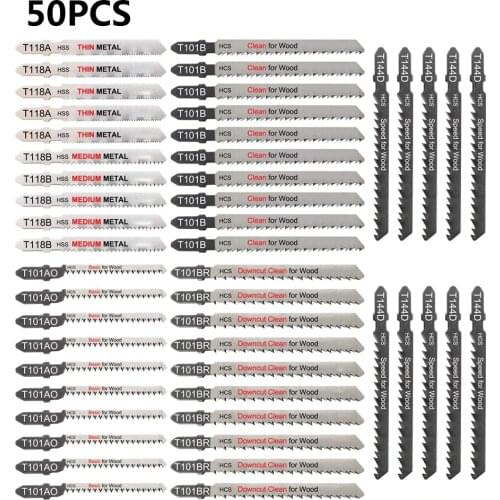 50Pc Various T-handle Jigsaw Saw Blades Suitable For Wood,plastic ,metal Cutting