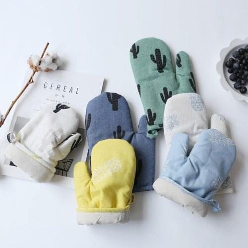 INS Nordic Style Cotton Linen Microwave Oven Mitt High Temperature Insulated Non-slip Cooking Glove Kitchen Tools Accessories