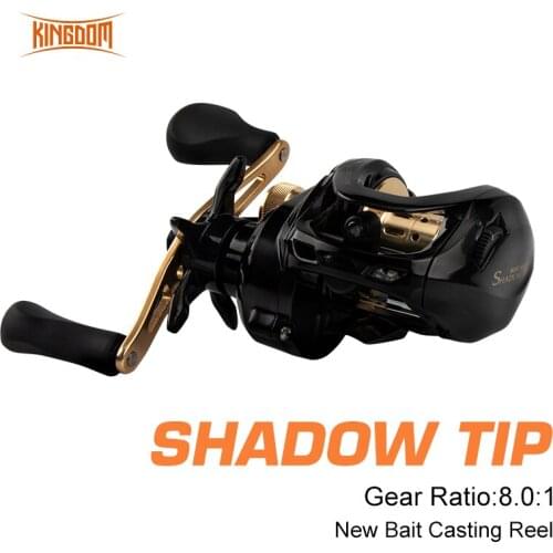 Kingdom SHADOW TIP Baitcasting Reels 5KG Max Drag 8.0:1 High Speed Reels Good Quality Right And Left Handle Carp Fishing Reels
