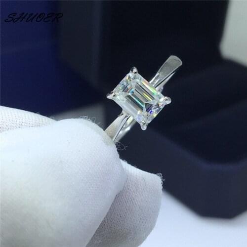 Classic 925 Sterling Silver Pass Diamond Tester Emerald Cut 1 Carat 5*7mm D Color Moissanite Engagement Ring for Women Jewelry