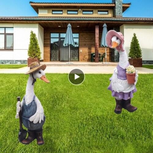 2021 Creative Funny Duck Resin Sculptures Crafts Patio Garden Decoration Lovely Animal Statues Ornaments Gift Garden Accessories