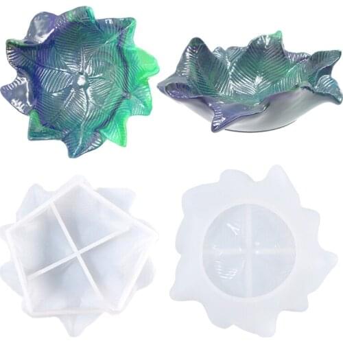 Leaf Plate Epoxy Resin Mold Fruit Candy Nut Storage Dish Silicone Mould DIY Crafts Jewelry Organizer Trinket Holder Casting Tool