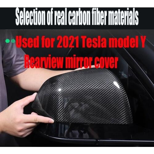 For 2021 Tesla Model Y real carbon fiber rearview mirror cover, reversing mirror cover shell forging modification accessories