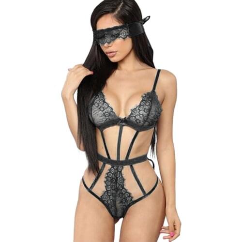 New Fashion Women Ladies Sexy Casual Lingerie Lace Bodysuits Underwear with Eye Patch Wine Red/Green/Black