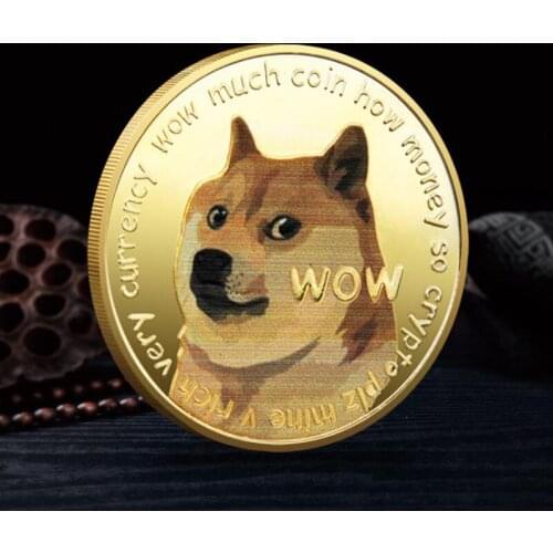 1PC Dogecoin Commemorative Coins Cute Dog Pattern Dog Souvenir Collection Gifts Gold/Silver Dogecoin